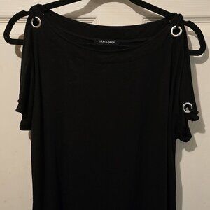 Cable & Gauge Black Cold Shoulder Top Size Medium